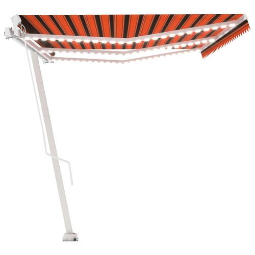 Markise m. LED-lys 600x350 cm manuel betjening orange og brun