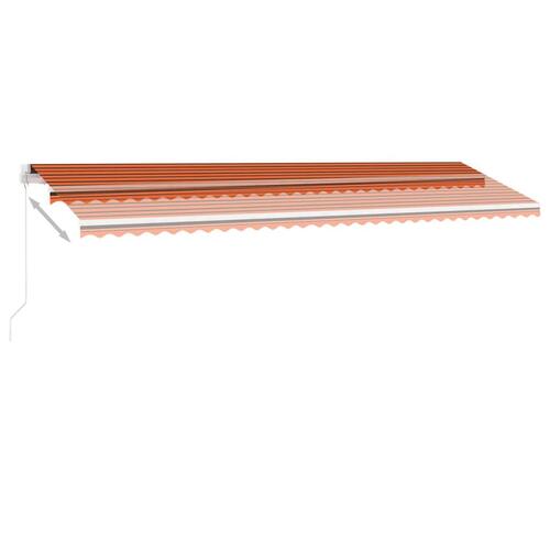 Markise m. LED-lys 600x350 cm manuel betjening orange og brun