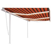 Markise m. LED-lys 6x3,5 m manuel betjening orange og brun