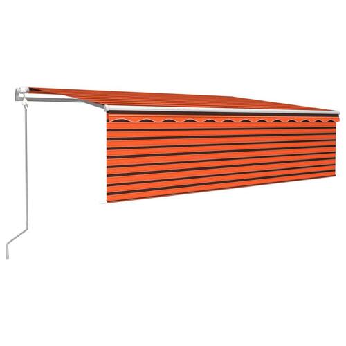 Markise m. gardin 5x3 m automatisk betjening orange og brun