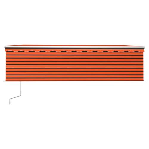Markise m. gardin 5x3 m automatisk betjening orange og brun