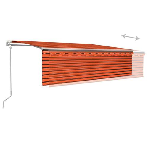 Markise m. gardin 5x3 m automatisk betjening orange og brun