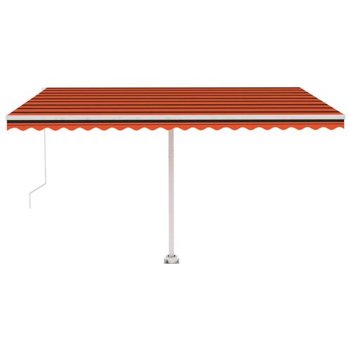 Markise m. LED-lys 450x350 cm manuel betjening orange og brun