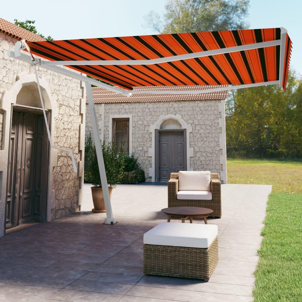 Fritstående markise 450x350 cm automatisk betjening orange/brun