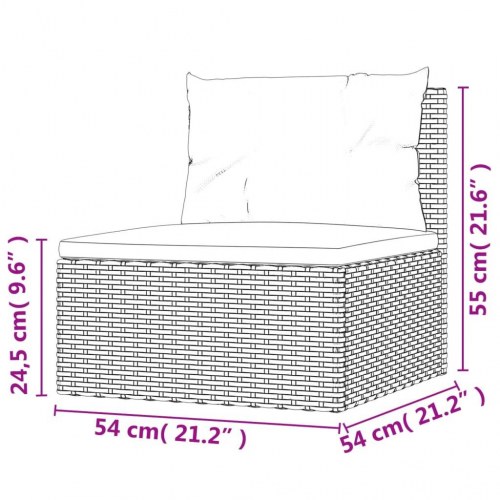 Midtermodul til havesofa med hynde polyrattan grå