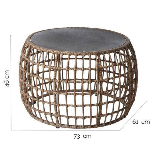 Sofabord Ariki Bord Stål Rattan Hærdet glas syntetisk Rattan 73 x 61 x 46 cm