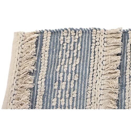 Tæppe 180 x 120 x 2 cm Blå Bomuld Hvid Boho