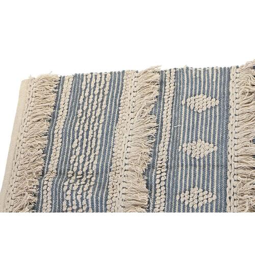 Tæppe 230 x 160 x 2 cm Blå Bomuld Hvid Boho