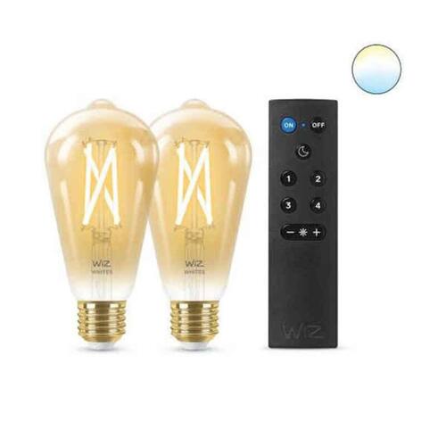 Smart Elpærer Wiz ST64 E27 50 W Multifarvet Gylden 7 W 640 lm (2 enheder)