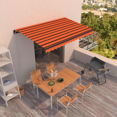 Markise 450x350 cm manuel betjening orange og brun