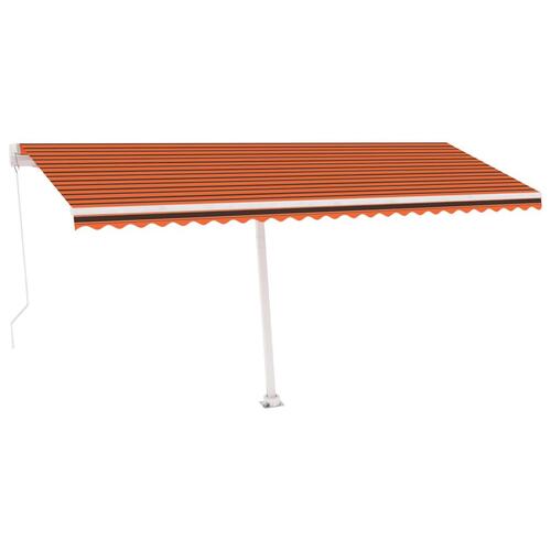 Fritstående markise 500x350 cm manuel betjening orange/brun
