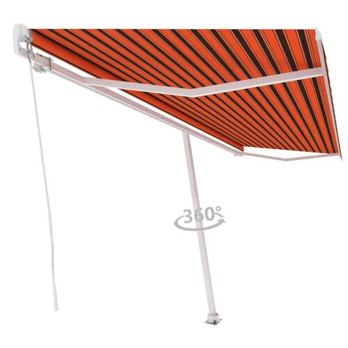 Fritstående markise 500x350 cm manuel betjening orange/brun