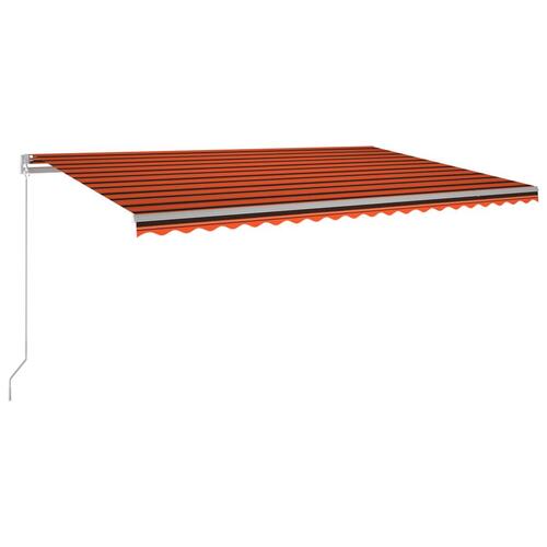 Markise m. LED-lys 500x350 cm manuel betjening orange og brun