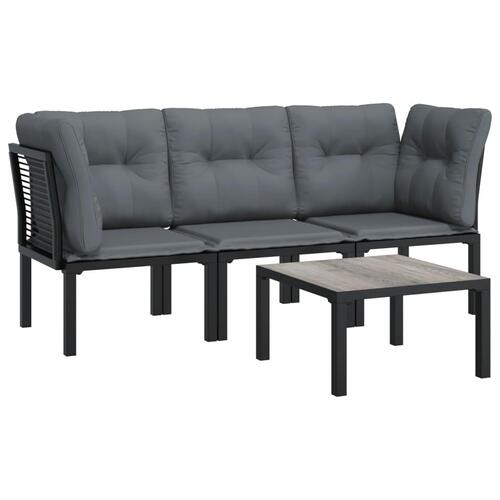 Loungesæt til haven 4 dele polyrattan sort og grå
