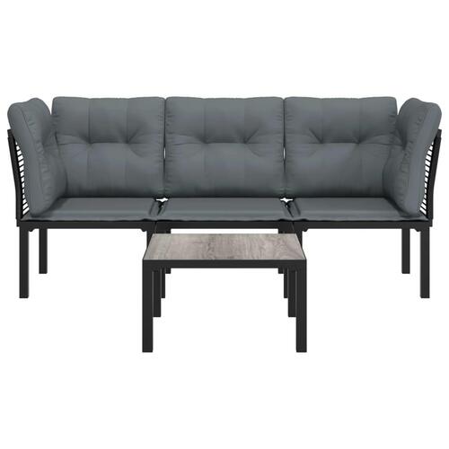 Loungesæt til haven 4 dele polyrattan sort og grå