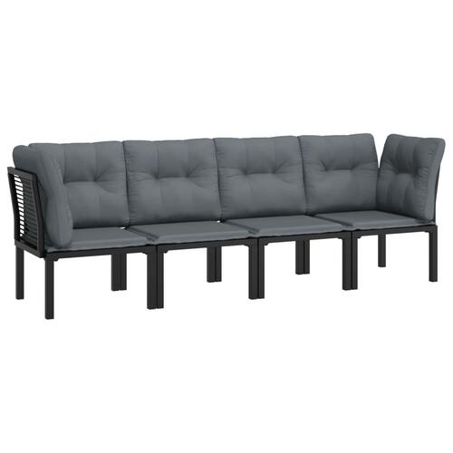 Loungesæt til haven 4 dele polyrattan sort og grå