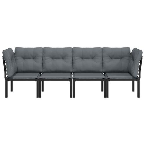 Loungesæt til haven 4 dele polyrattan sort og grå