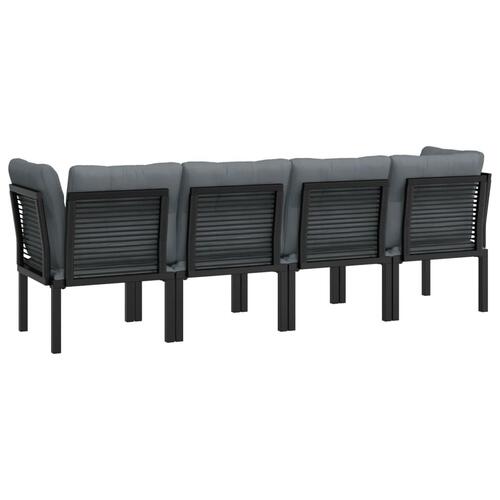 Loungesæt til haven 4 dele polyrattan sort og grå