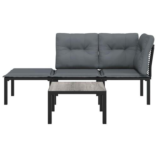 Loungesæt til haven 4 dele polyrattan sort og grå