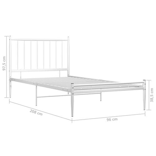 Sengestel 90x200 cm metal hvid