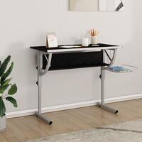 Skrivebord 110x53x(58-87) cm konstrueret træ og stål sort grå
