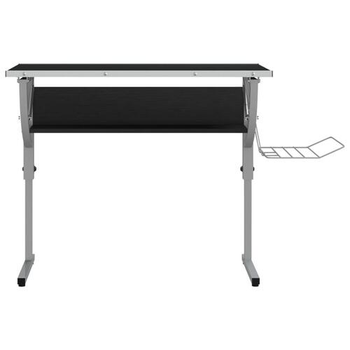 Skrivebord 110x53x(58-87) cm konstrueret træ og stål sort grå