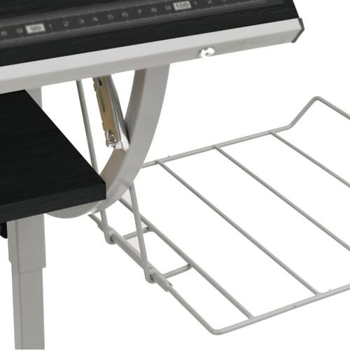 Skrivebord 110x53x(58-87) cm konstrueret træ og stål sort grå