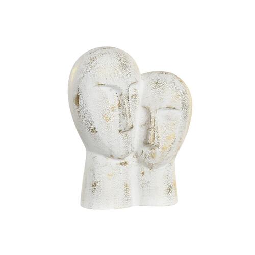 Dekorativ figur 23 x 10 x 30 cm Ansigt Gylden Aluminium Hvid