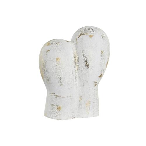 Dekorativ figur 23 x 10 x 30 cm Ansigt Gylden Aluminium Hvid