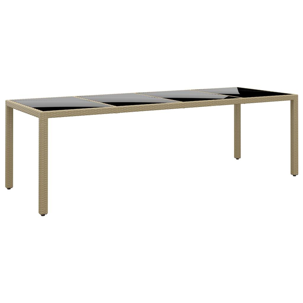 Havebord med glasplade polyrattan beige