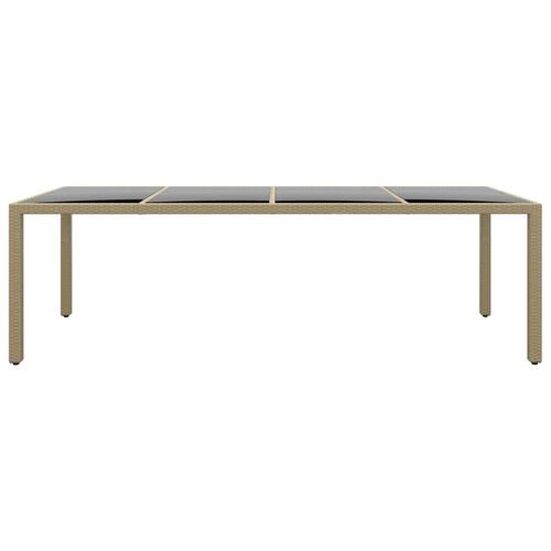 Havebord med glasplade polyrattan beige