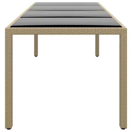 Havebord med glasplade polyrattan beige