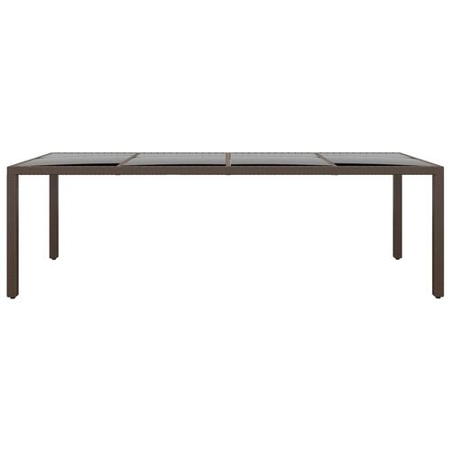 Havebord med glasplade polyrattan brun