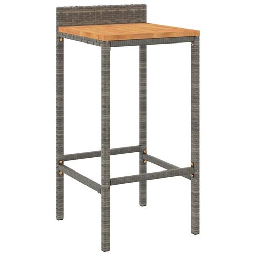 Barstole 4 stk. polyrattan og massivt akacietræ grå