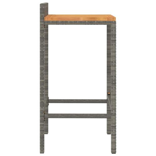 Barstole 4 stk. polyrattan og massivt akacietræ grå