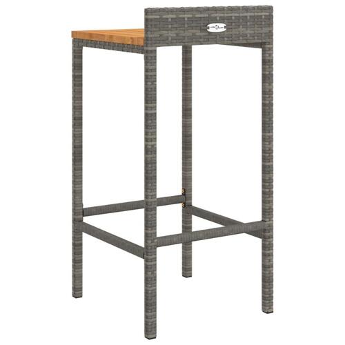 Barstole 4 stk. polyrattan og massivt akacietræ grå