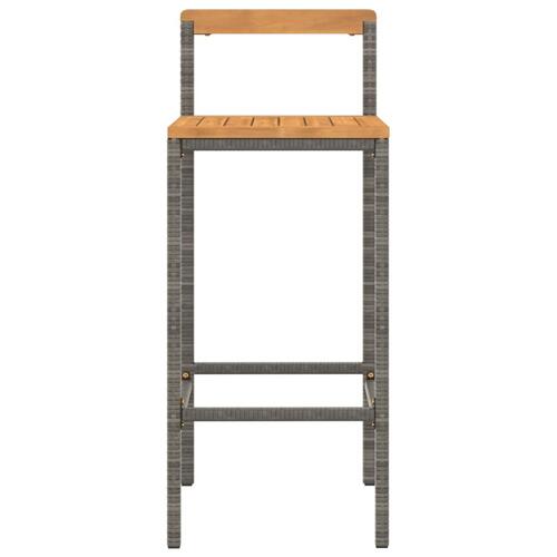 Barstole 4 stk. polyrattan og massivt akacietræ grå