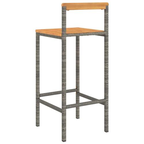Barstole 4 stk. polyrattan og massivt akacietræ grå
