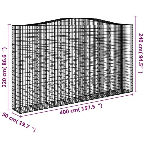 Buede gabionkurve 2 stk. - 400×50×220/240 cm i galvaniseret jern