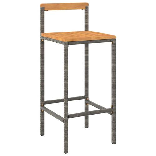 Barstole 2 stk. polyrattan og massivt akacietræ grå