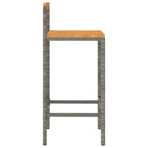 Barstole 2 stk. polyrattan og massivt akacietræ grå