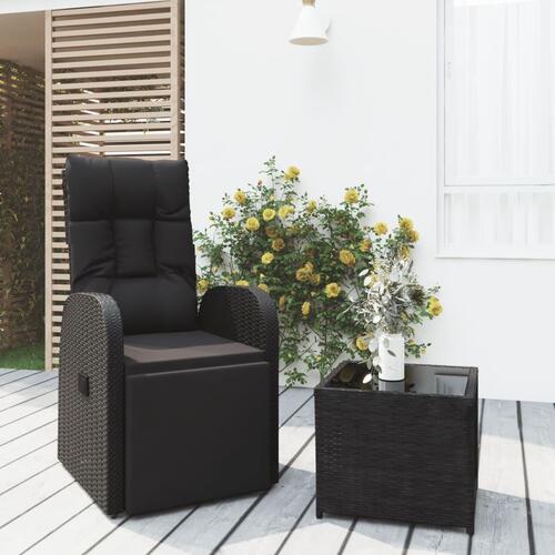 Loungesæt til haven 2 dele polyrattan og stål sort