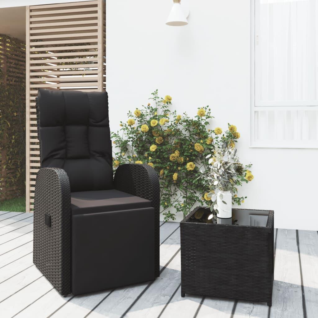 Loungesæt til haven 2 dele polyrattan og stål sort