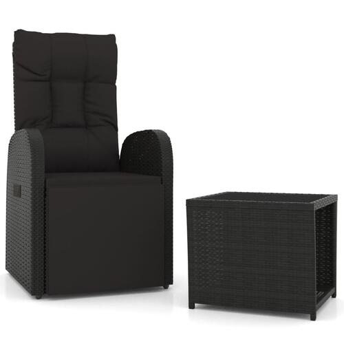 Loungesæt til haven 2 dele polyrattan og stål sort