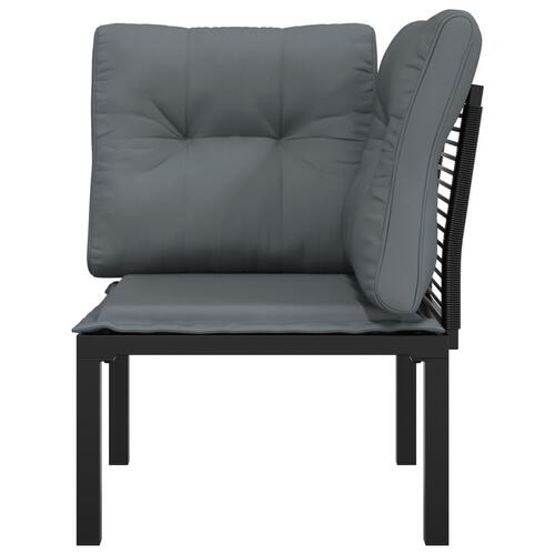 Hjørnemodul til havesofa med hynder polyrattan sort og grå