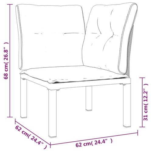 Hjørnemodul til havesofa med hynder polyrattan sort og grå