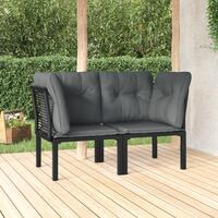 Hjørnemoduler til havesofa 2 stk. m. hynder polyrattan sort grå