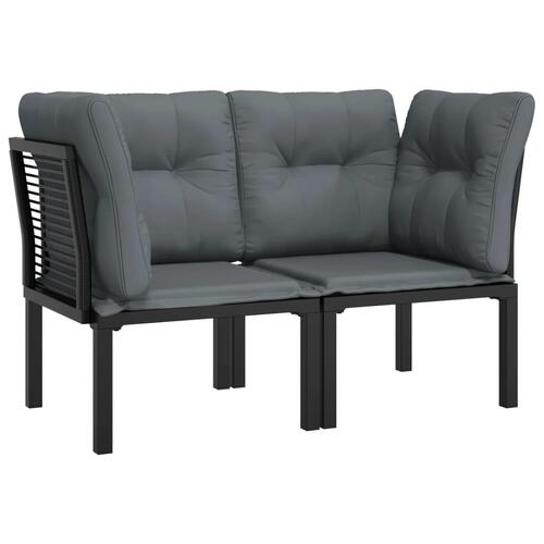 Hjørnemoduler til havesofa 2 stk. m. hynder polyrattan sort grå