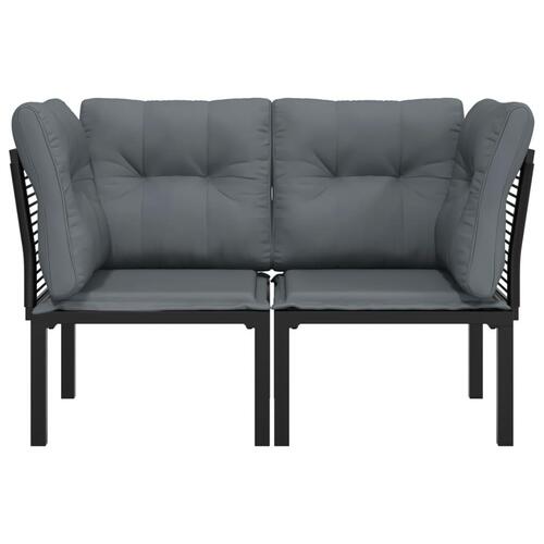 Hjørnemoduler til havesofa 2 stk. m. hynder polyrattan sort grå