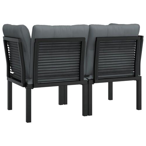 Hjørnemoduler til havesofa 2 stk. m. hynder polyrattan sort grå